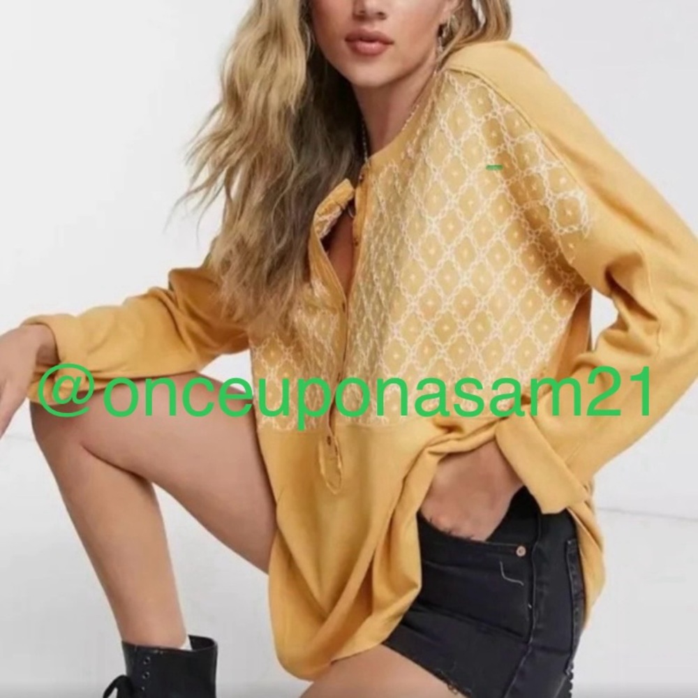 🔥 LIKE NEW Free People Free Spirit Embroidered Henley Free People Tunic Top